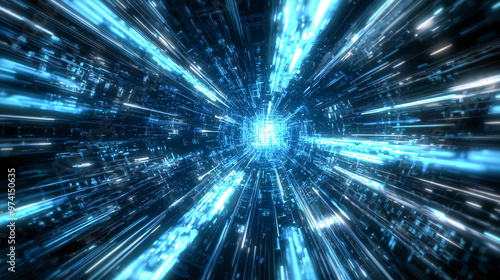 Abstract light pointing to the center, technology theme