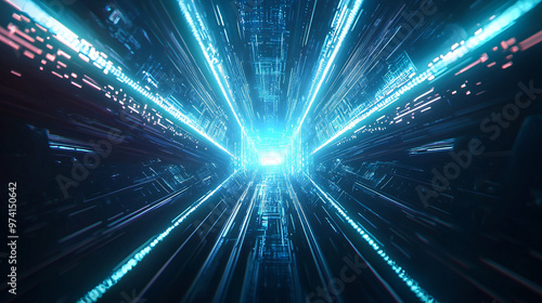 Abstract light pointing to the center, technology theme