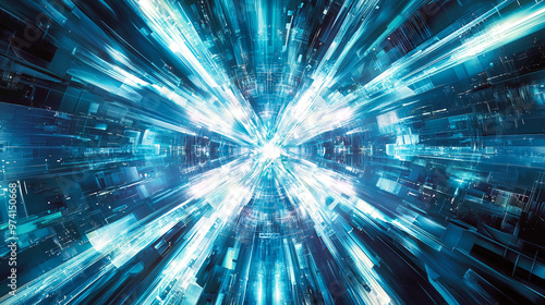 Abstract light pointing to the center, technology theme