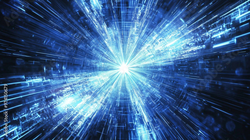 Abstract light pointing to the center, technology theme