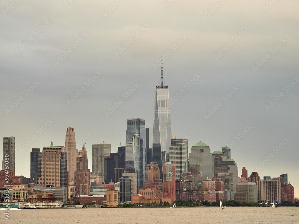 Fototapeta premium View of New York from New Jersey. Manhattan skyscrapers. Sky Line. Hadson River.
