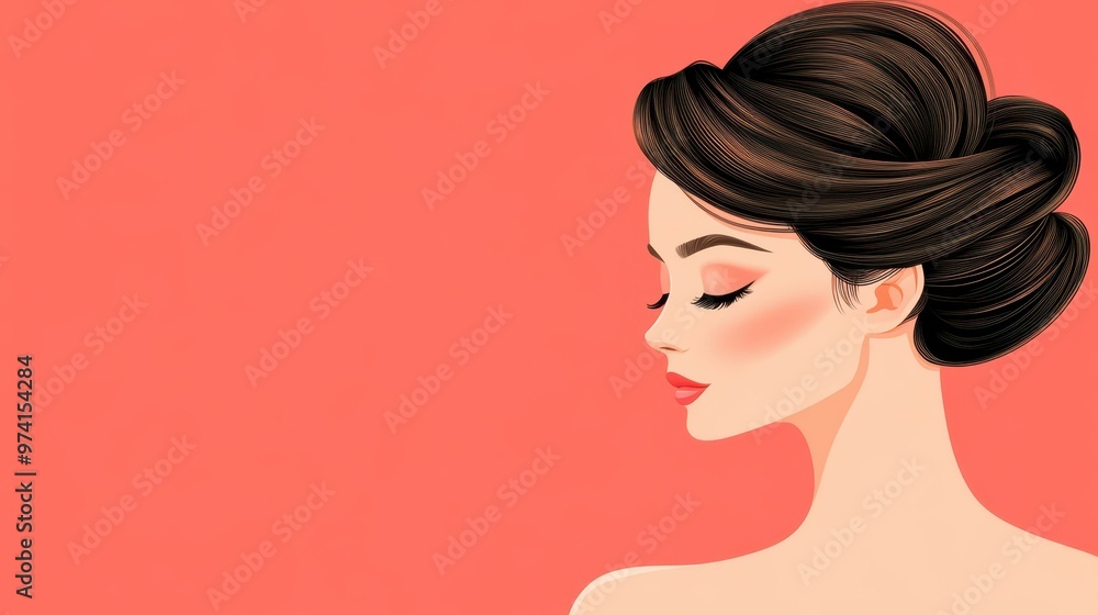 An elegant woman with a stylish updo, depicted in a clean illustration, perfect for modern themes. An elegant woman with a stylish updo, depicted in a clean illustration, perfect for modern themes.