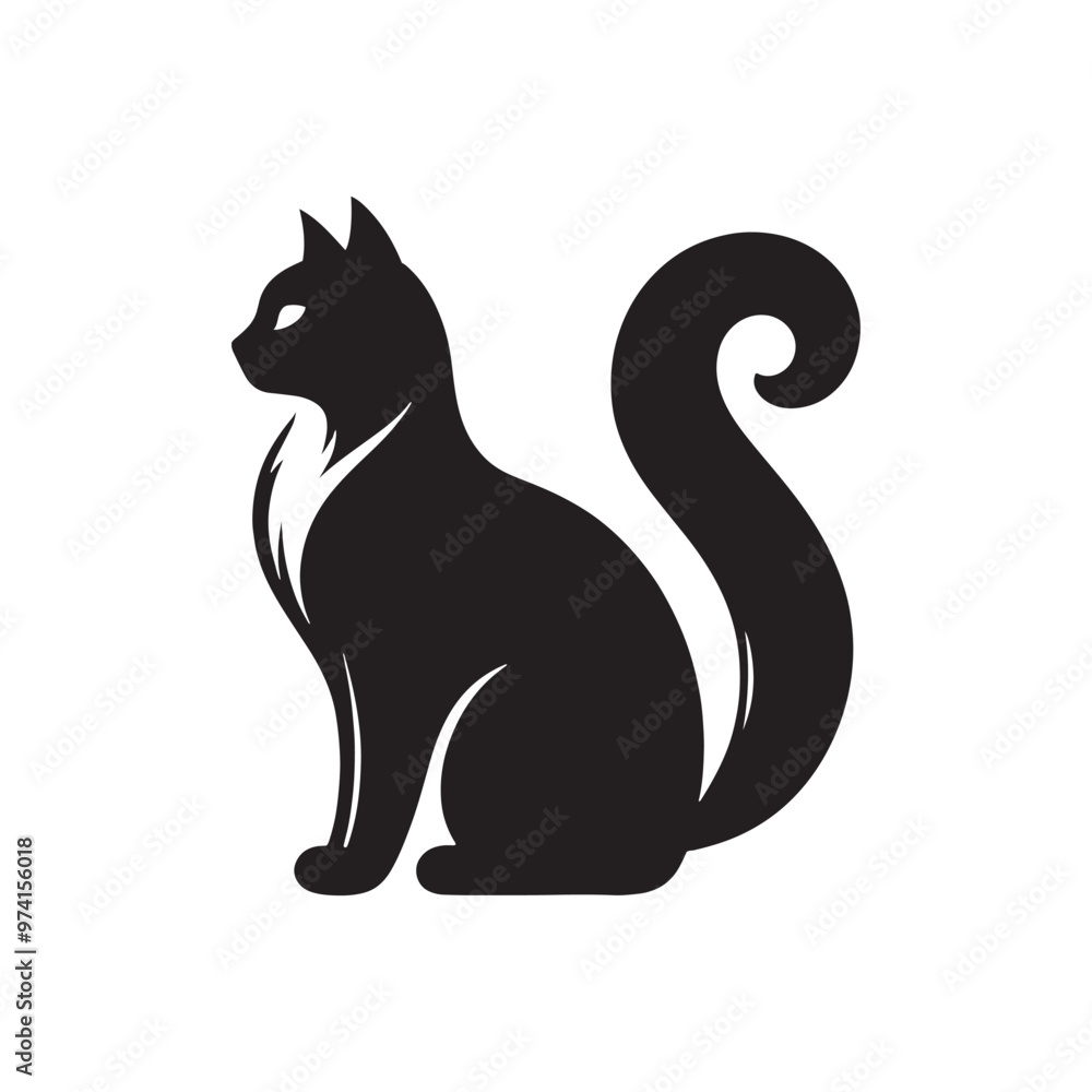 Fototapeta premium Stylish cat silhouette for versatile creative uses - Cat black vector 