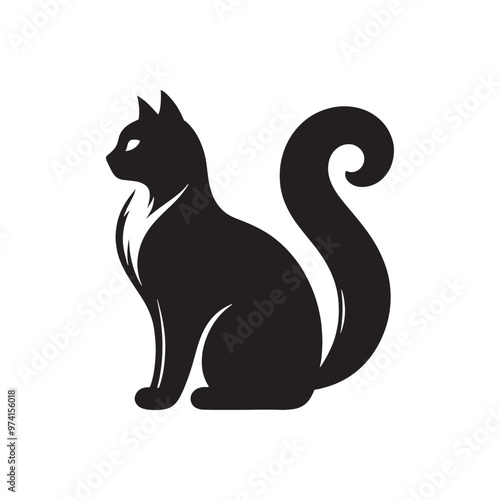 Stylish cat silhouette for versatile creative uses - Cat black vector
