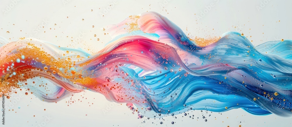 Visually striking and captivating abstract artwork showcasing a dynamic fluid motion with explosive bursts of vibrant colorful paint splashing and waves flowing in an energetic futuristic Visually striking and captivating abstract artwork showcasing a dynamic fluid motion with explosive bursts of vibrant colorful paint splashing and waves flowing in an energetic futuristic