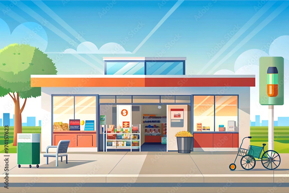 A small grocery store with everything you need on a city street A small grocery store with everything you need on a city street