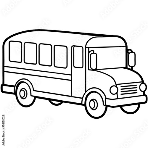 school bus outline coloring book page line art drawing