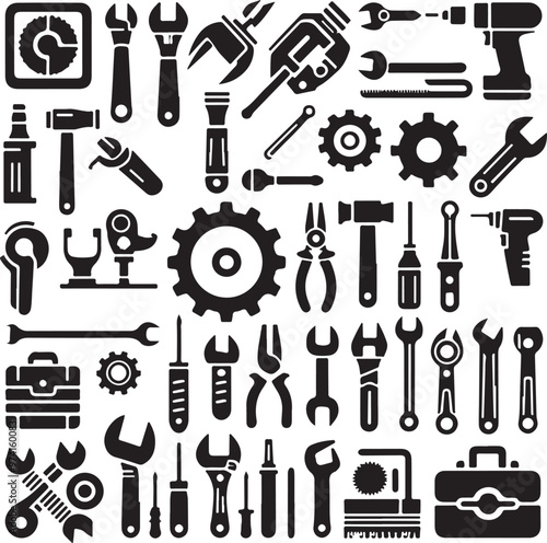 Mechanical tool silhouette vector design