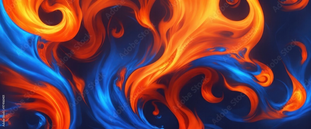 Orange and Blue Swirling Flames Abstract Background Orange and Blue Swirling Flames Abstract Background