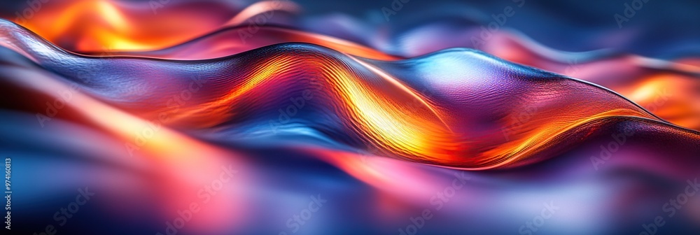 Abstract background of a blue, purple, and orange wavy surface. Abstract background of a blue, purple, and orange wavy surface.