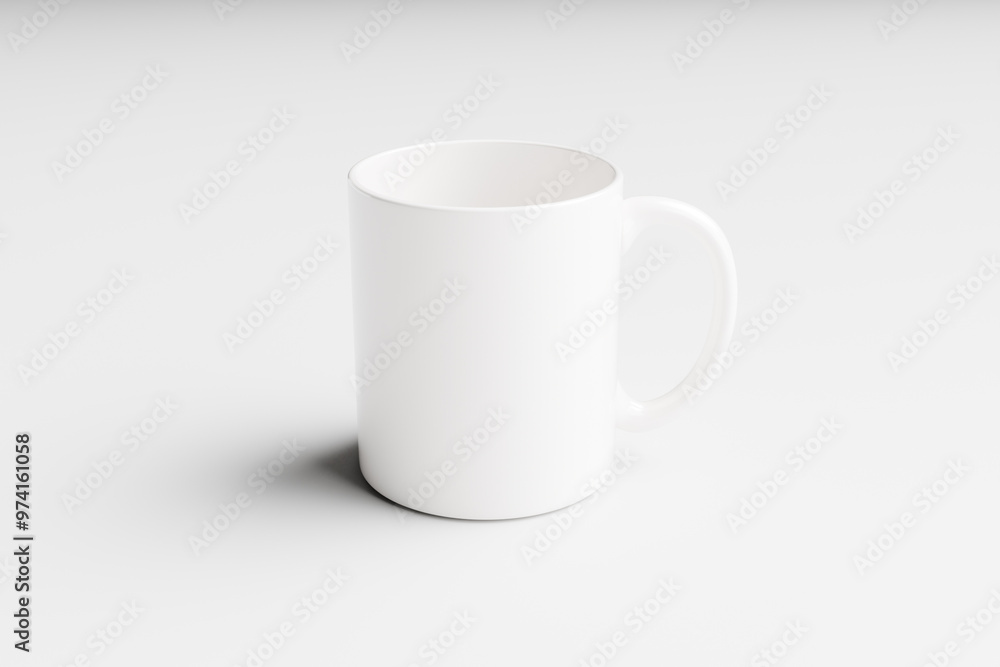 White mugs isolated on white background view from different sides, 3D rendering for Showcase Product White mugs isolated on white background view from different sides, 3D rendering for Showcase Product