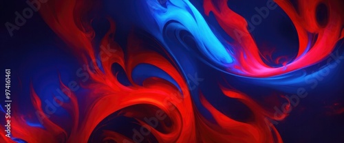 Red and Blue Swirling Flames Abstract Background photo