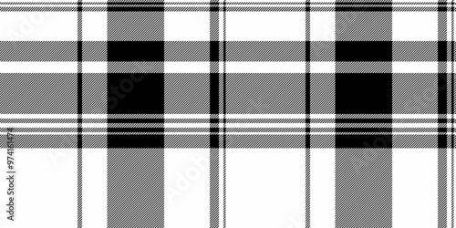Event tartan textile vector, commercial texture seamless background. Classical pattern fabric check plaid in white and black colors.