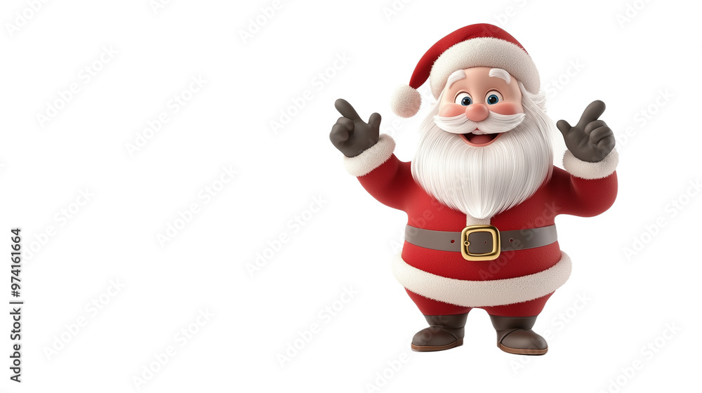 Cartoon Santa Claus stands happily, gesturing with a big smile, spreading festive cheer Cartoon Santa Claus stands happily, gesturing with a big smile, spreading festive cheer