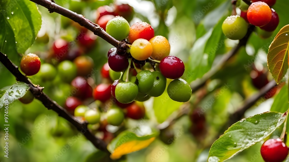 Coffee plant wit red fruits Coffee plant wit red fruits
