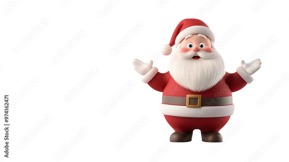 A jolly Santa Claus stands with open arms, embodying the spirit of Christmas joy A jolly Santa Claus stands with open arms, embodying the spirit of Christmas joy