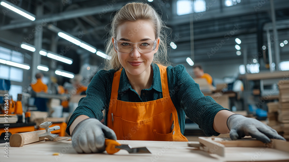A person doing home improvement or DIY projects, showcasing skills and focus in workshop environment. individual is equipped with tools, wearing safety gear, and exudes confidence A person doing home improvement or DIY projects, showcasing skills and focus in workshop environment. individual is equipped with tools, wearing safety gear, and exudes confidence