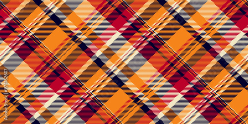 Decor background fabric textile, bandana plaid seamless vector. Online texture check pattern tartan in orange and dark colors.