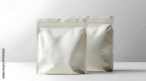 White Stand Up Pouch Mockup with Zipper Packaging Design Template