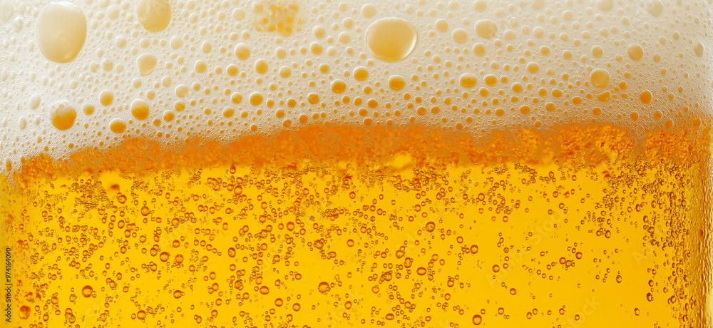 Beer texture. Close-up of beer with foam on top Beer texture. Close-up of beer with foam on top