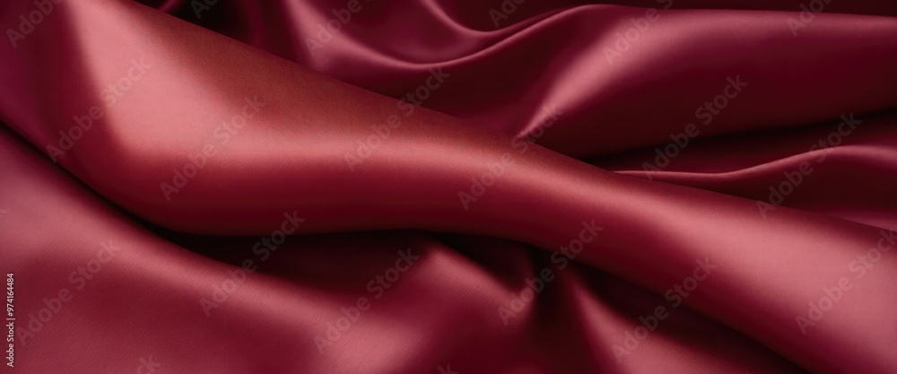 Fototapeta premium Luxurious Maroon Silk Fabric with Elegant Folds