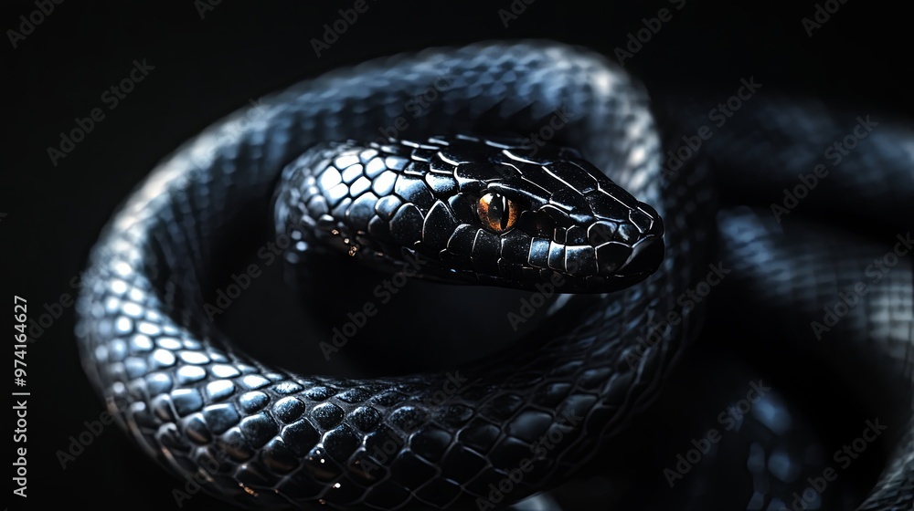 Fototapeta premium Black snake isolated 