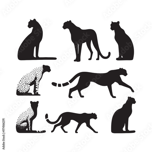 Elegant cheetah silhouette for modern artistic purposes - Cheetah black vector
