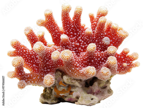 Fototapeta Naklejka Na Ścianę i Meble -  Red coral branch on a transparent background with copy space for text