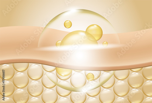 serum through the skin layer and reduce up saggy skin of the skin cell. 3d vector.