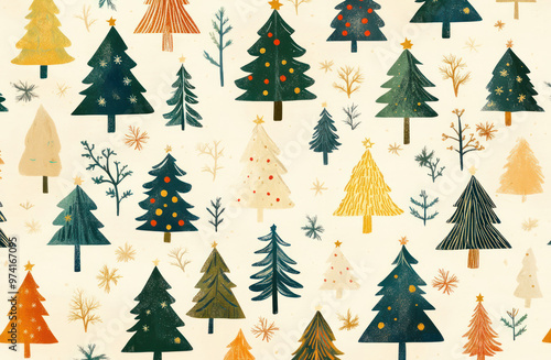 The pattern of Christmas trees. Seamless pattern of New Year concept