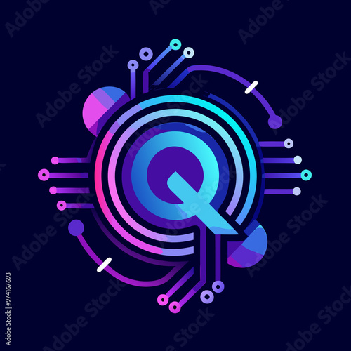 quantum computing icon set illustration