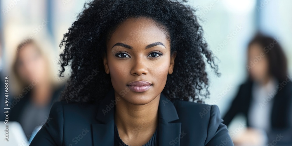a businesswoman of color leading a meeting, confident expression and modern office background, capturing the power of representation a businesswoman of color leading a meeting, confident expression and modern office background, capturing the power of representation