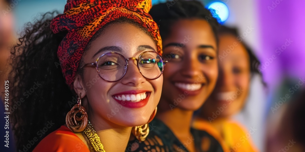 Diverse group at a community event, close-up on varied cultural attire and friendly expressions, vibrant lighting reflects representation Diverse group at a community event, close-up on varied cultural attire and friendly expressions, vibrant lighting reflects representation