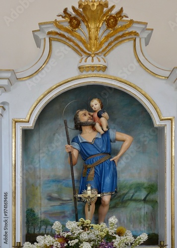 Saint Christopher statue in Penafiel, Porto - Portugal  photo