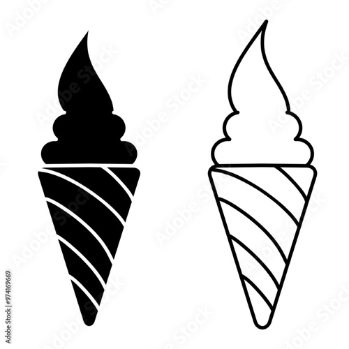 Ice cream cone icon isolated. Modern sweet vanilla desert sign. Trendy vector chocolate cram symbol for web site design, button to mobile app. Logo ice cream illustration