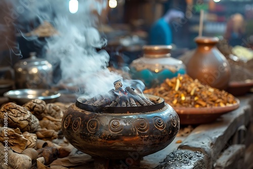 Traditional turkish hookah in the bazaar of Istanbul, Turkey photo