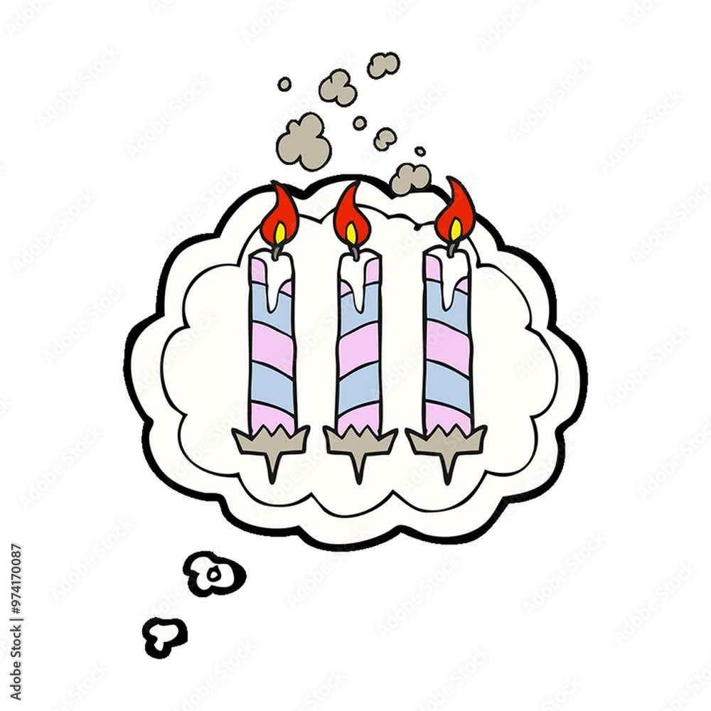 freehand drawn thought bubble cartoon birthday cake candles freehand drawn thought bubble cartoon birthday cake candles