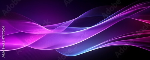 Wallpaper Mural Abstract Purple and Blue Glowing Waves on Black Background, abstract , wave , purple , blue Torontodigital.ca