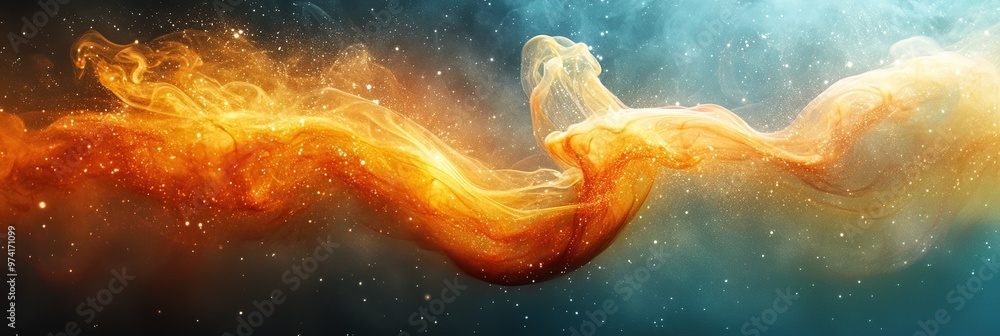 Abstract cosmic design with a golden, sparkly nebula. Abstract cosmic design with a golden, sparkly nebula.