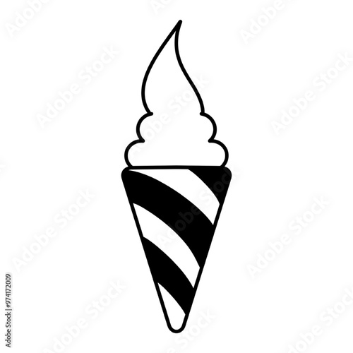 Ice cream cone icon isolated. Modern sweet vanilla desert sign. Trendy vector chocolate cram symbol for web site design, button to mobile app. Logo ice cream illustration