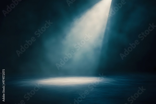 Abstract blue and white background with a spotlight effect.