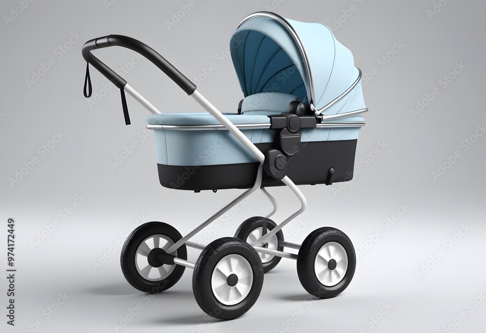 Modern baby stroller on white background Modern baby stroller on white background
