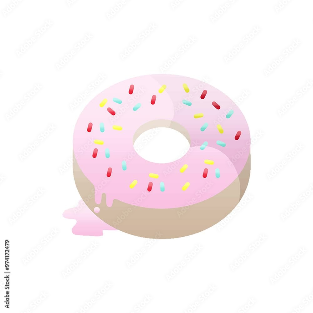 Flat colour illustration of a tasty iced donut Flat colour illustration of a tasty iced donut