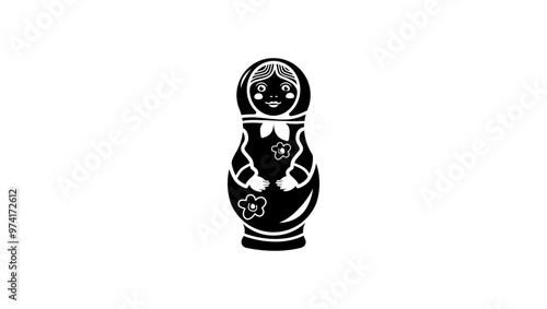 Nesting doll, black isolated silhouette
