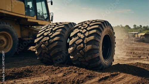Obraz na płótnie Massive heavy-duty tires w salonie