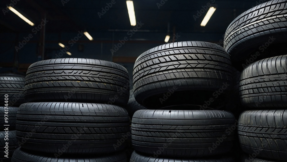 A closeup of sleek high performance racing tyres
