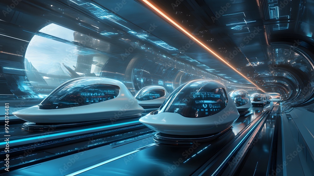 A futuristic transport system where blockchain ensures secure travel, and IoT devices power high-speed autonomous vehicles A futuristic transport system where blockchain ensures secure travel, and IoT devices power high-speed autonomous vehicles