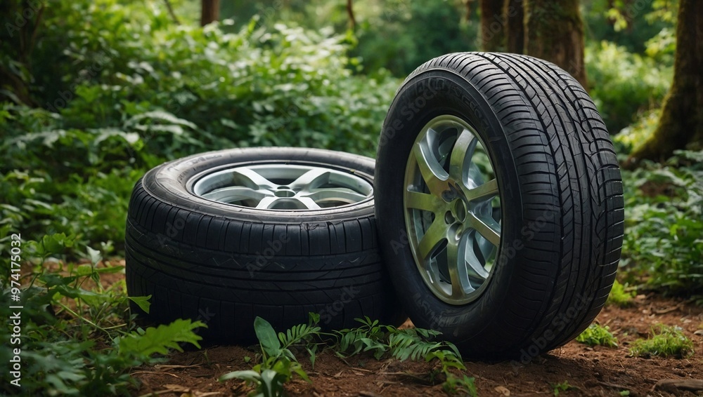 car wheel on a grass