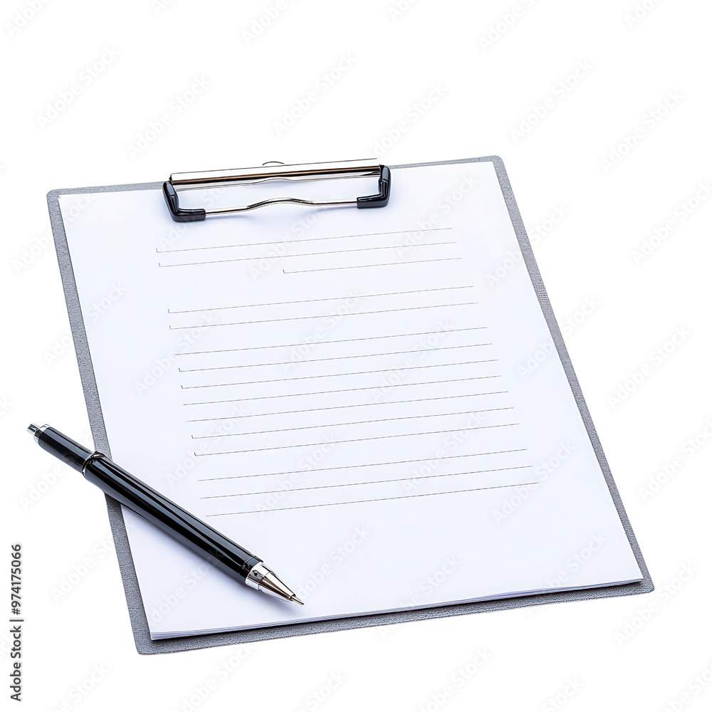 A blank clipboard with a pen, perfect for taking notes or jotting down ideas in an office or school setting. A blank clipboard with a pen, perfect for taking notes or jotting down ideas in an office or school setting.