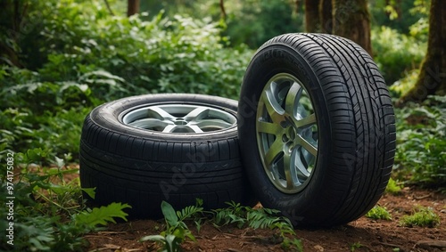 Obraz na płótnie car wheel on a grass w salonie
